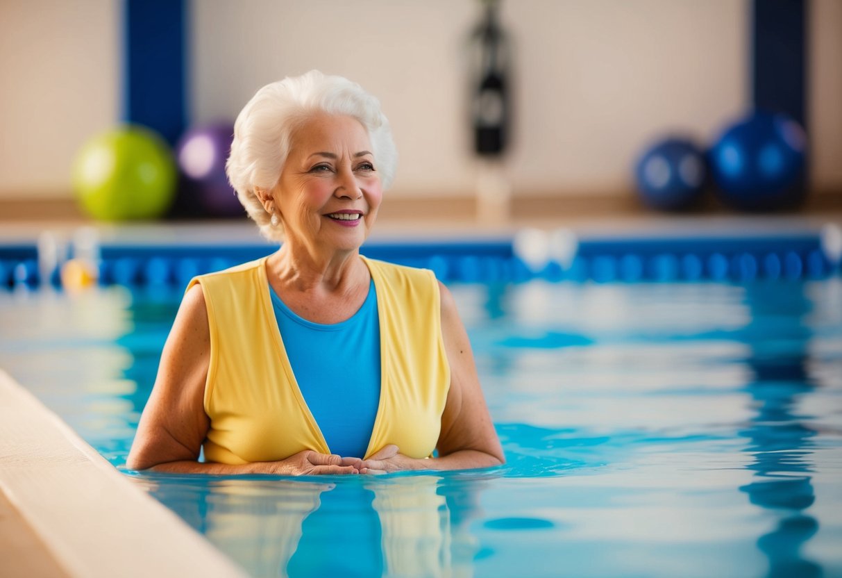 A senior individual engaging in low-impact exercise, such as swimming or gentle yoga, to manage arthritis pain