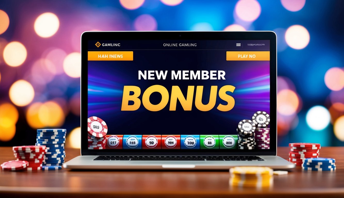 Sebuah platform perjudian online yang dinamis dengan tawaran "bonus anggota baru" yang ditampilkan secara mencolok