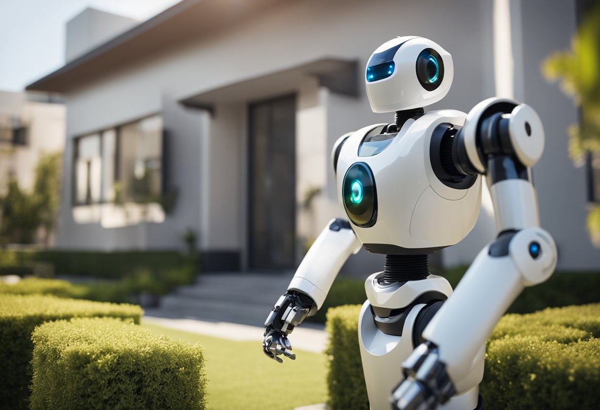 An AI robot scanning a real estate property with futuristic technology