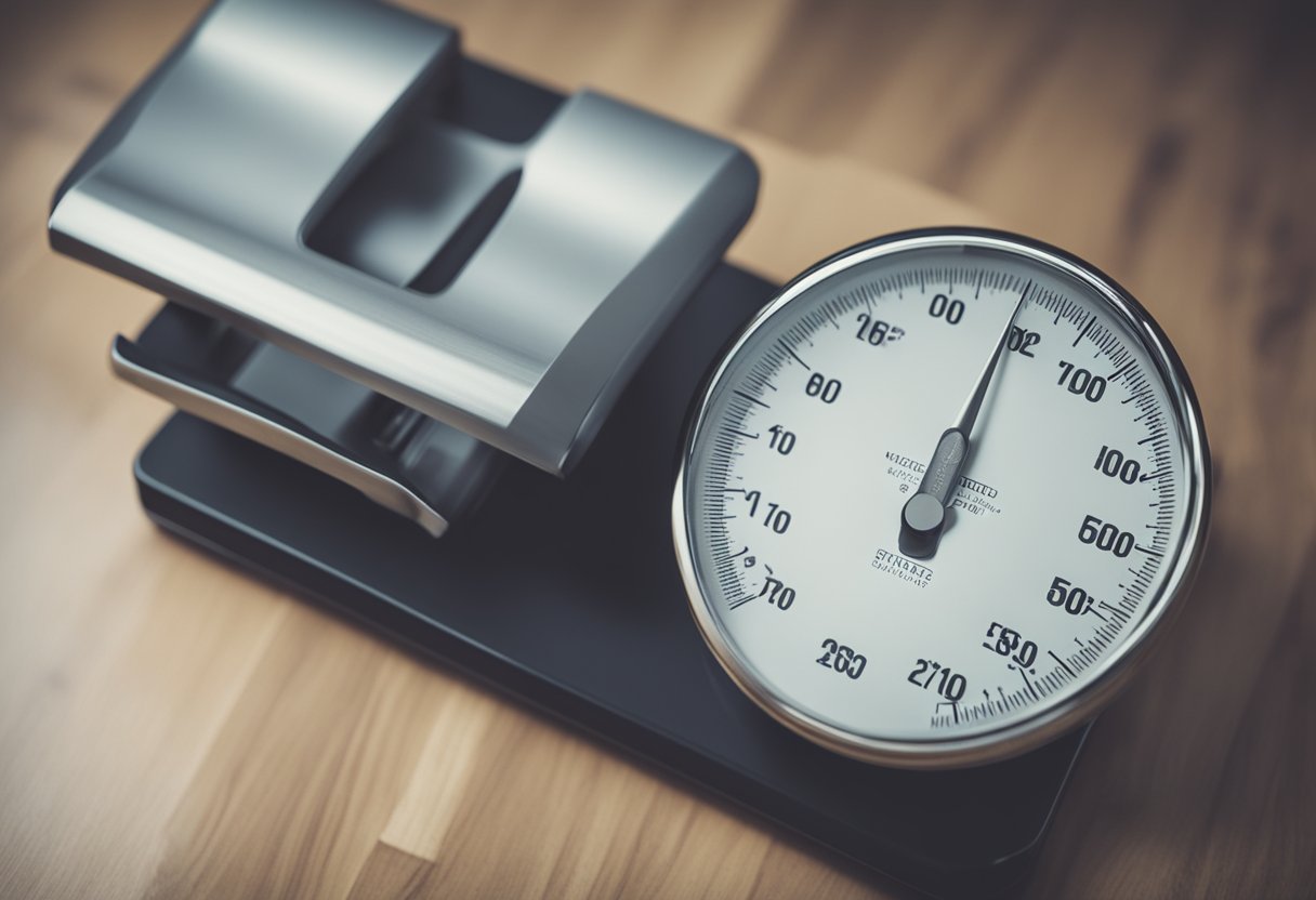 A scale tipping upward, surrounded by broken myths and misconceptions about weight loss