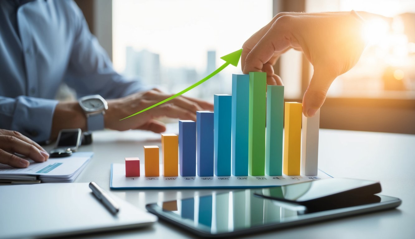 A person's salary transforming into a graph of increasing business revenue