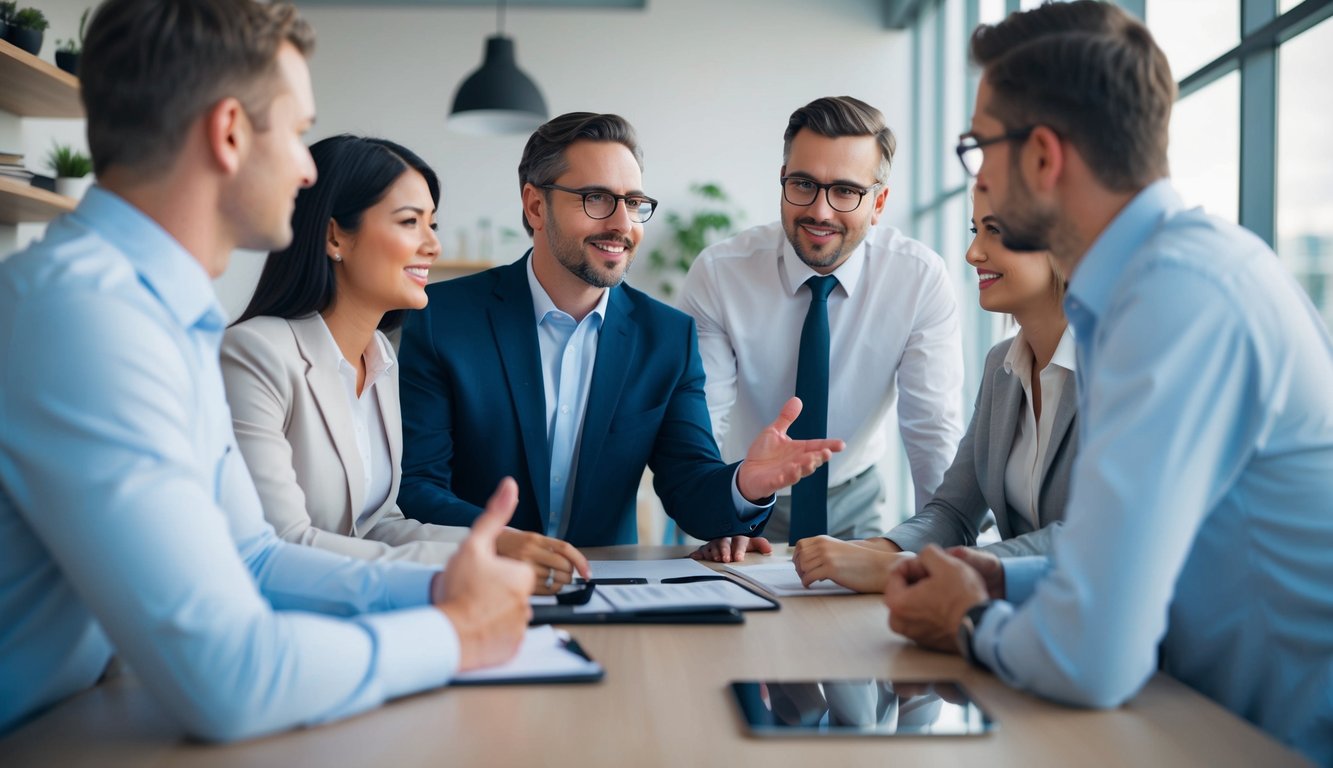 A small business owner directing and guiding team members through different stages of growth and development
