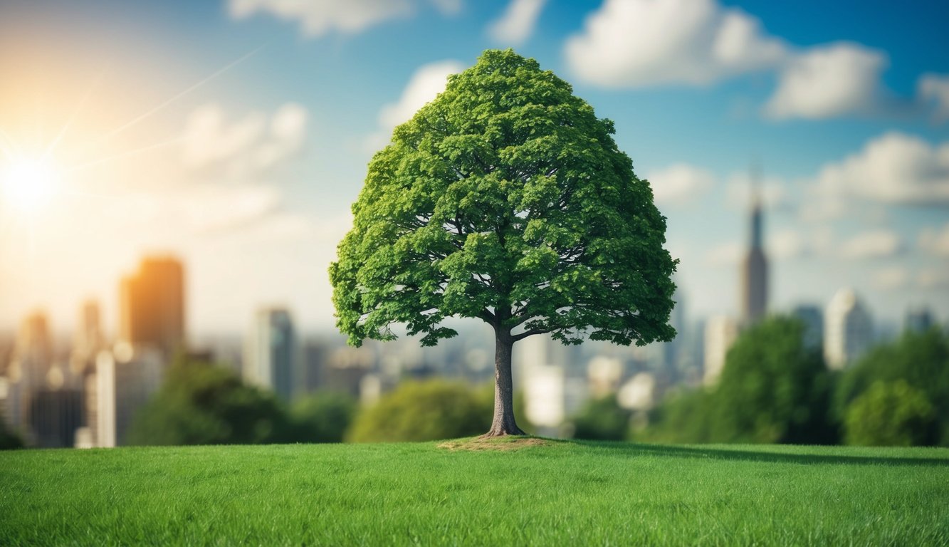 A tree growing from a small sapling to a towering empire, symbolizing the transition and growth depicted in change management frameworks