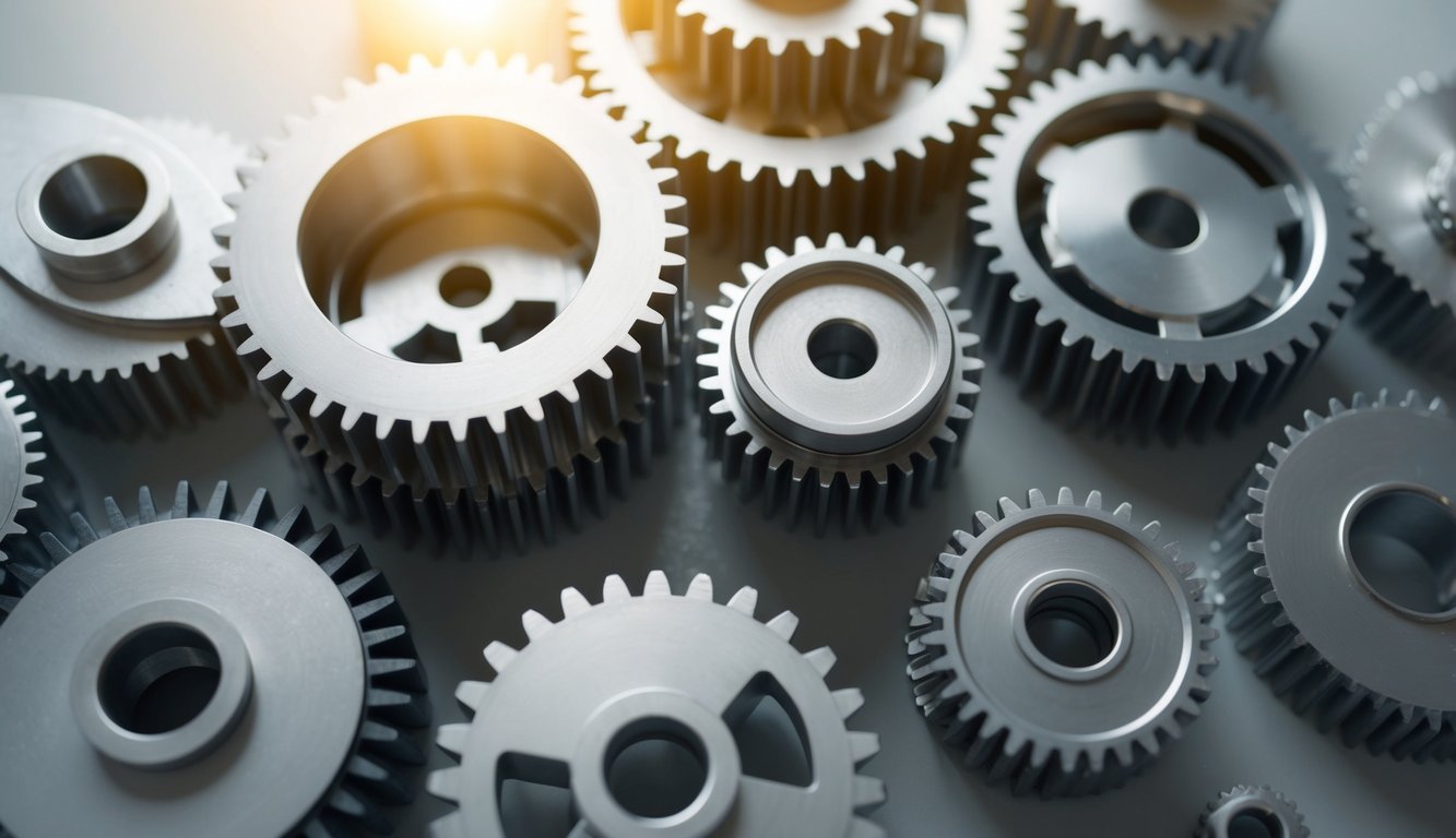 A group of interconnected gears turning smoothly, symbolizing the continuous improvement and optimization of team performance metrics for growing businesses