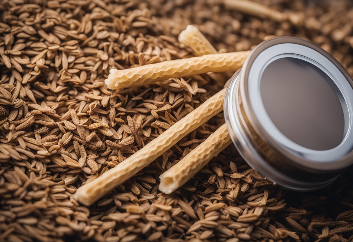 A miswak placed in a clean, dry container with a lid