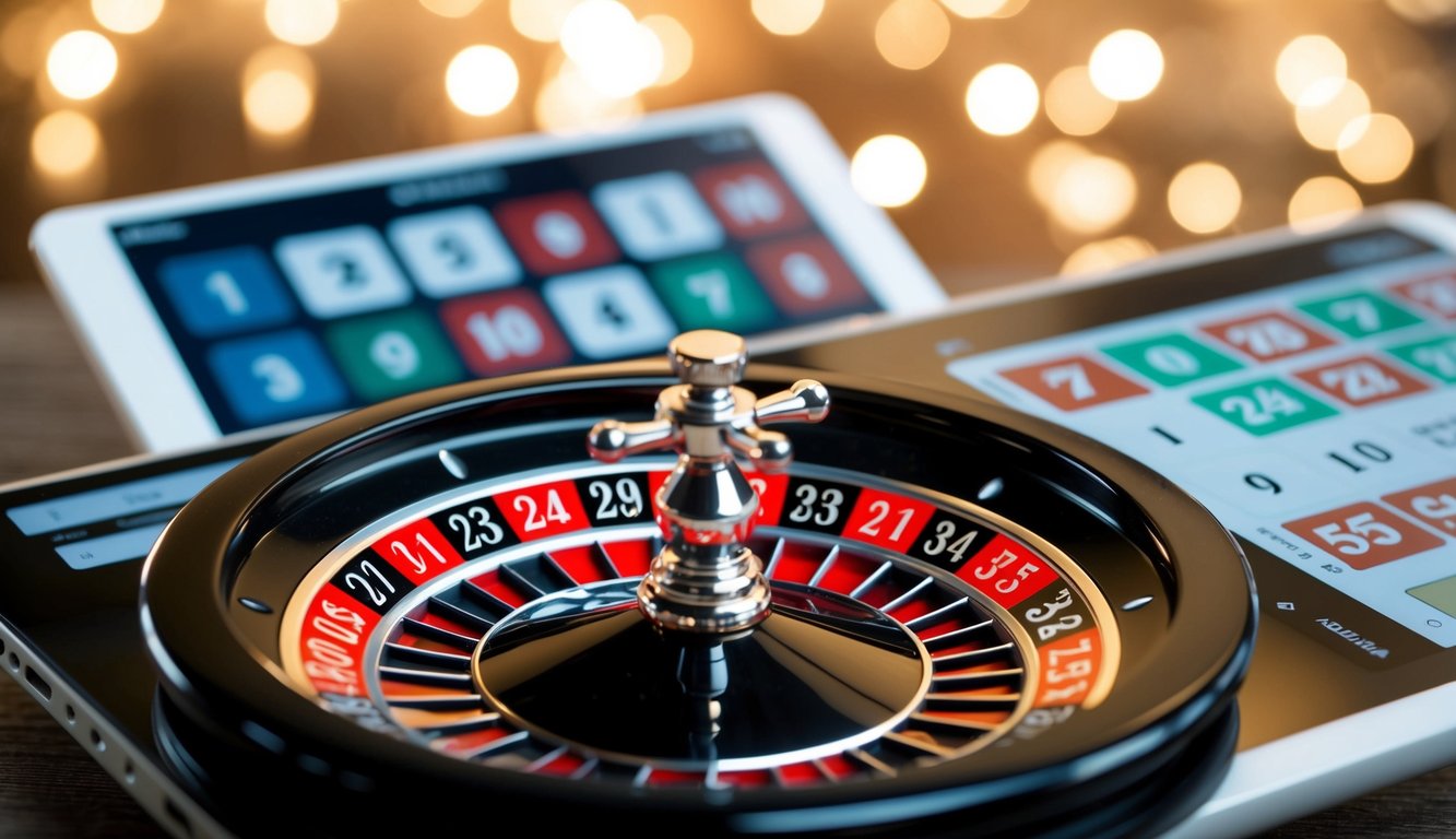 Sebuah roda roulette online kecil berputar di antarmuka digital, dengan jumlah setoran rendah yang ditampilkan secara mencolok