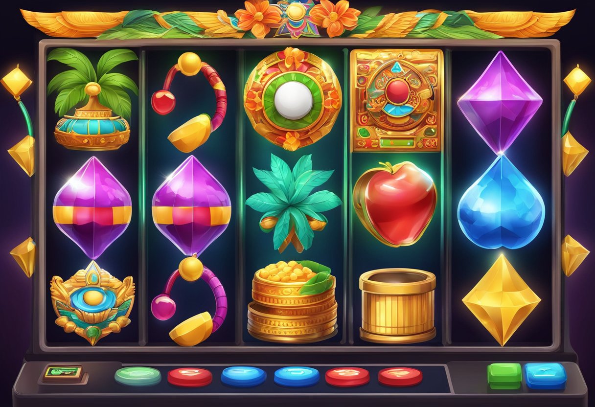 Mesin slot online yang penuh warna dengan elemen dan simbol budaya Indonesia