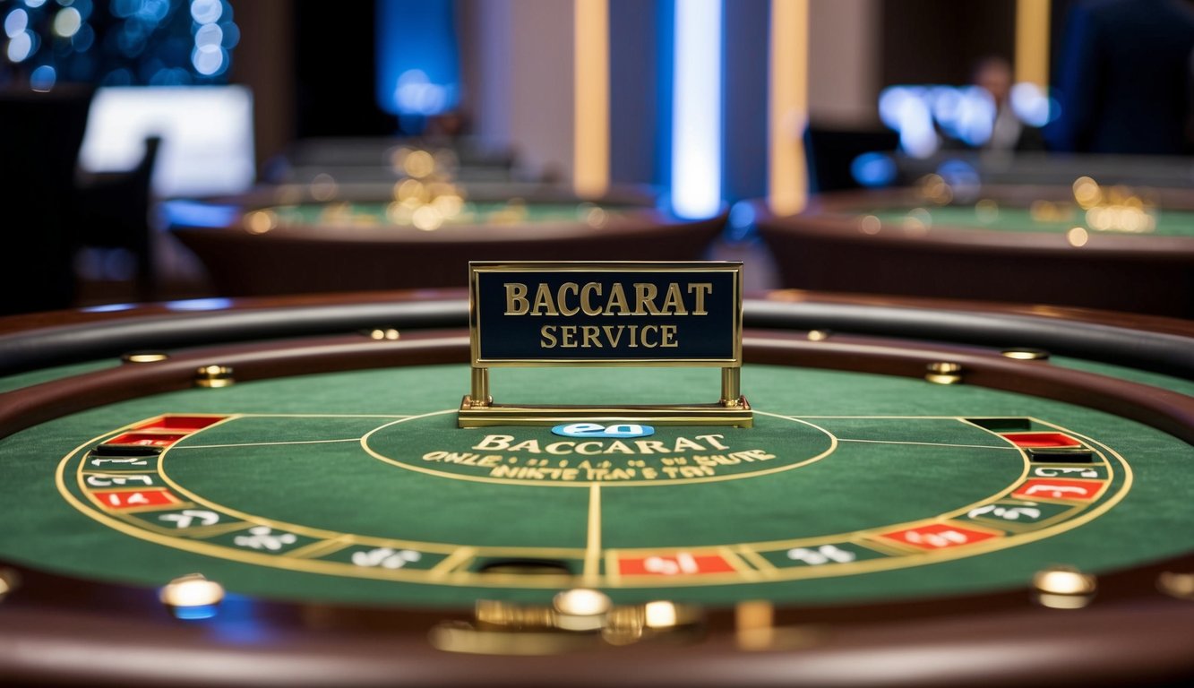 Sebuah meja baccarat online yang ramping dan modern dengan tanda layanan 24 jam