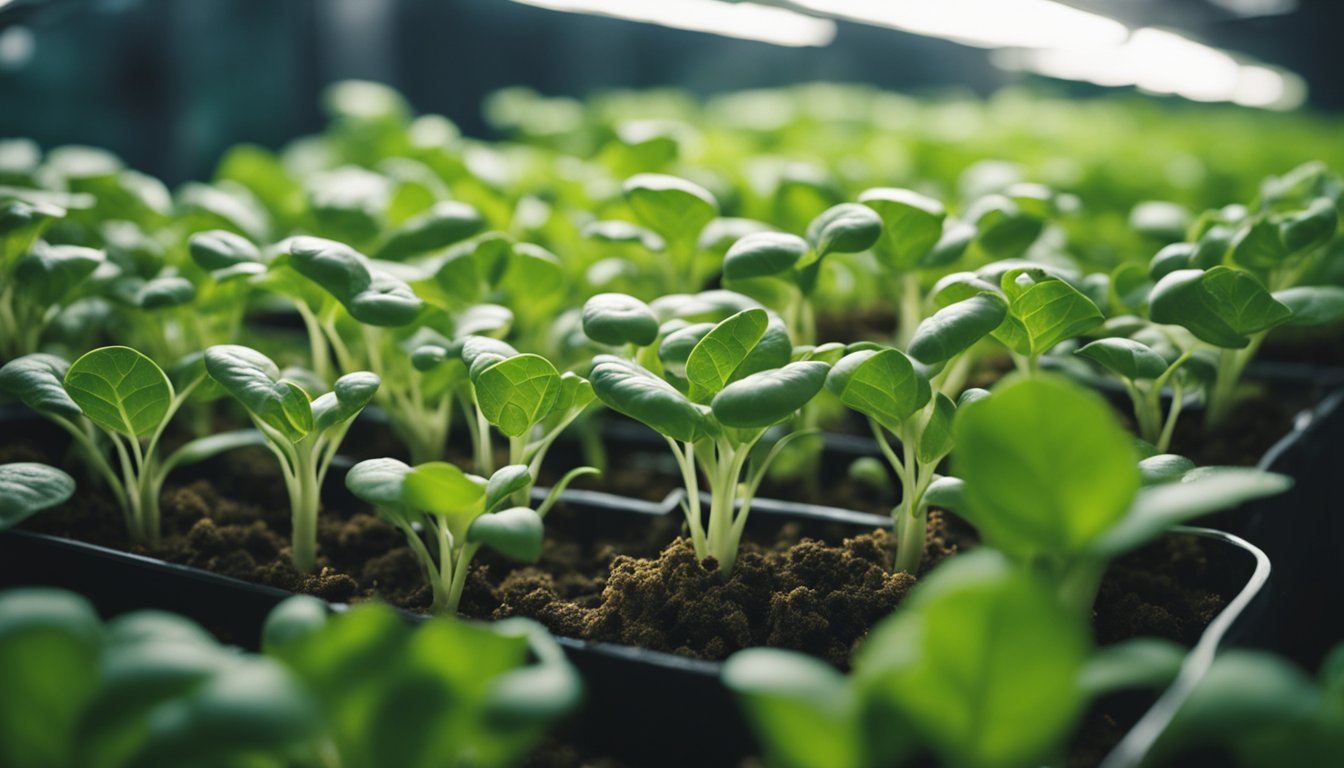 A hydroponic system with healthy plant roots infested with tiny white root aphids