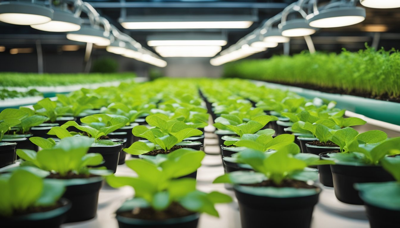 A hydroponic system with healthy plants being treated with natural pest control methods to eliminate root aphids