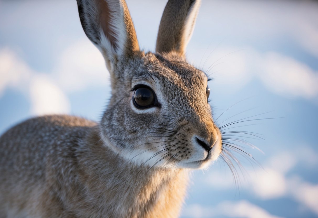An arctic hare's large, protruding eyes provide a wide field of vision without needing to turn its head