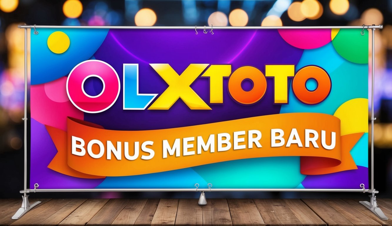 Sebuah spanduk yang berwarna-warni dan cerah dengan kata-kata "OLXTOTO Bonus Member Baru" ditampilkan secara mencolok