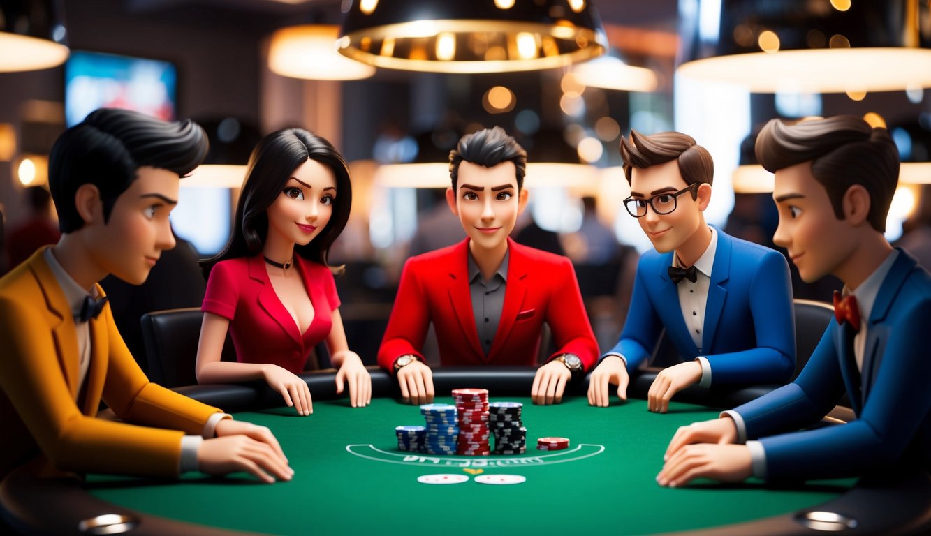 Sekelompok karakter animasi bermain poker online tanpa menggunakan modal awal