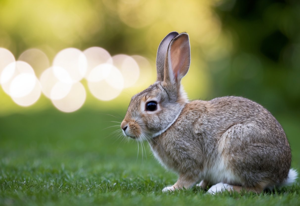 A rabbit turns away, ears flat, and avoids eye contact