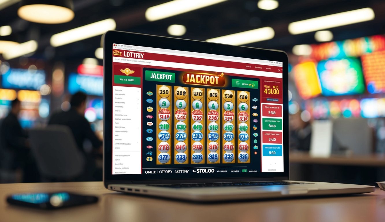 Sebuah situs web lotere online yang ramai dengan tampilan jackpot yang bersinar