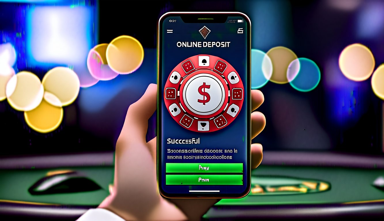 Sebuah perangkat digital dengan aplikasi poker terbuka, menunjukkan transaksi deposit online yang berhasil menggunakan kredit seluler tanpa potongan apa pun.