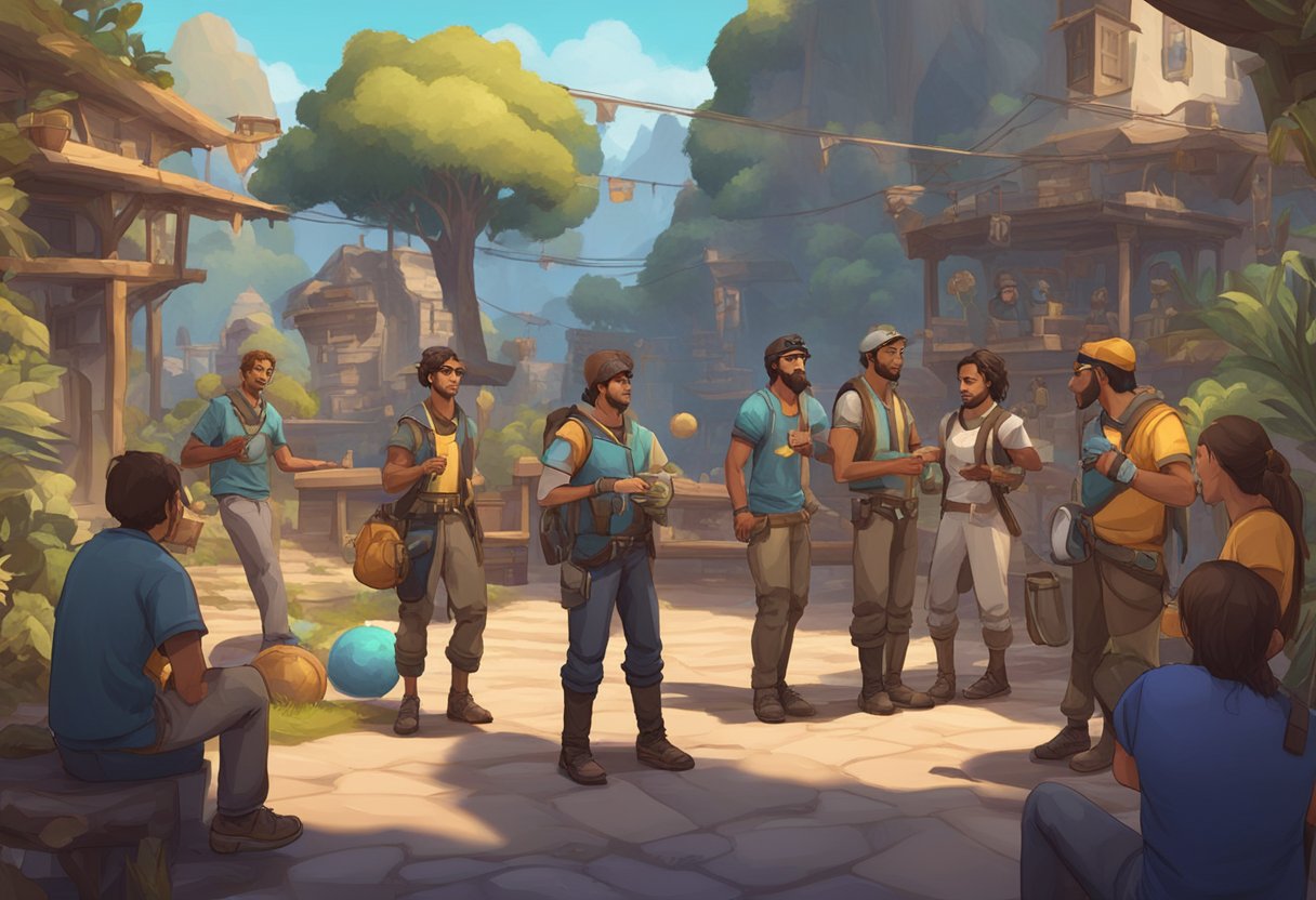 En gruppe af ikke-spiller karakterer (NPC'er), der interagerer i en virtuel spilverden, med forskellige aktiviteter og miljøer omkring dem