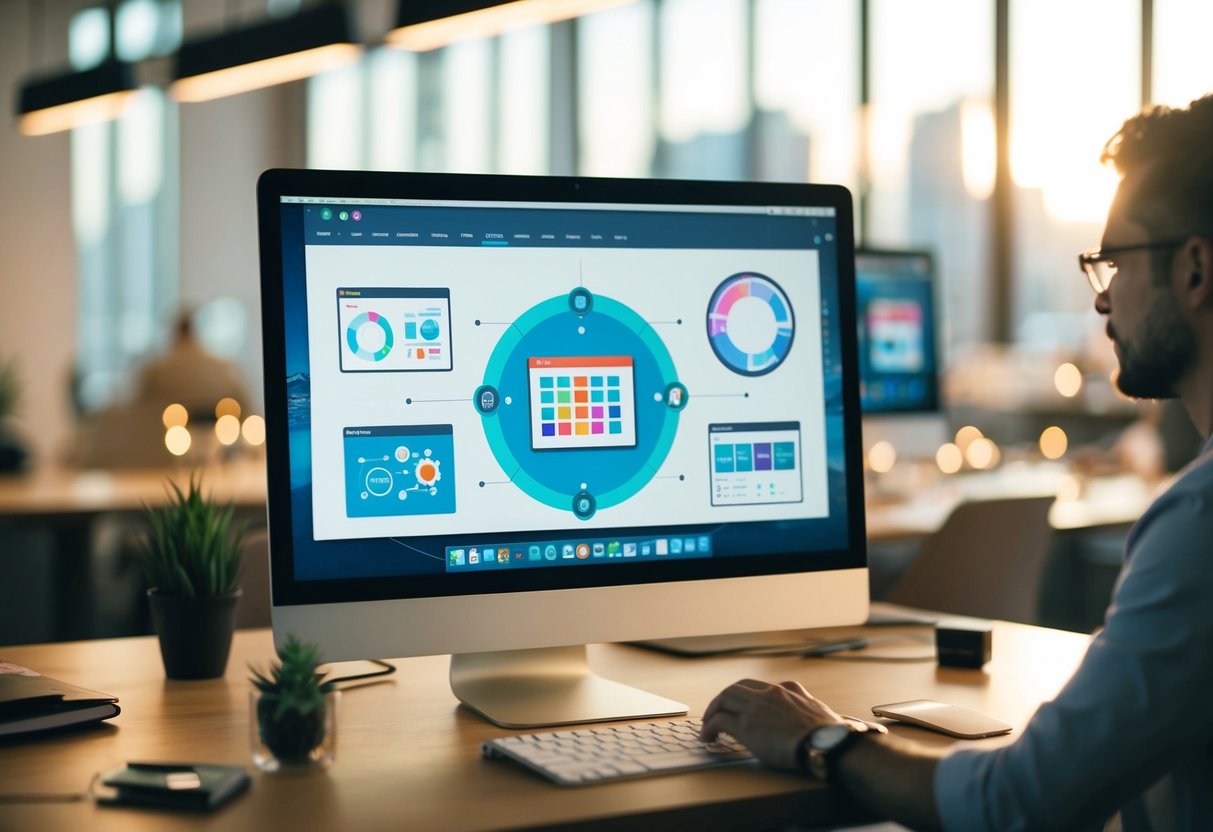 Un écran d'ordinateur affichant divers outils numériques pour la conception préliminaire avant le projet final