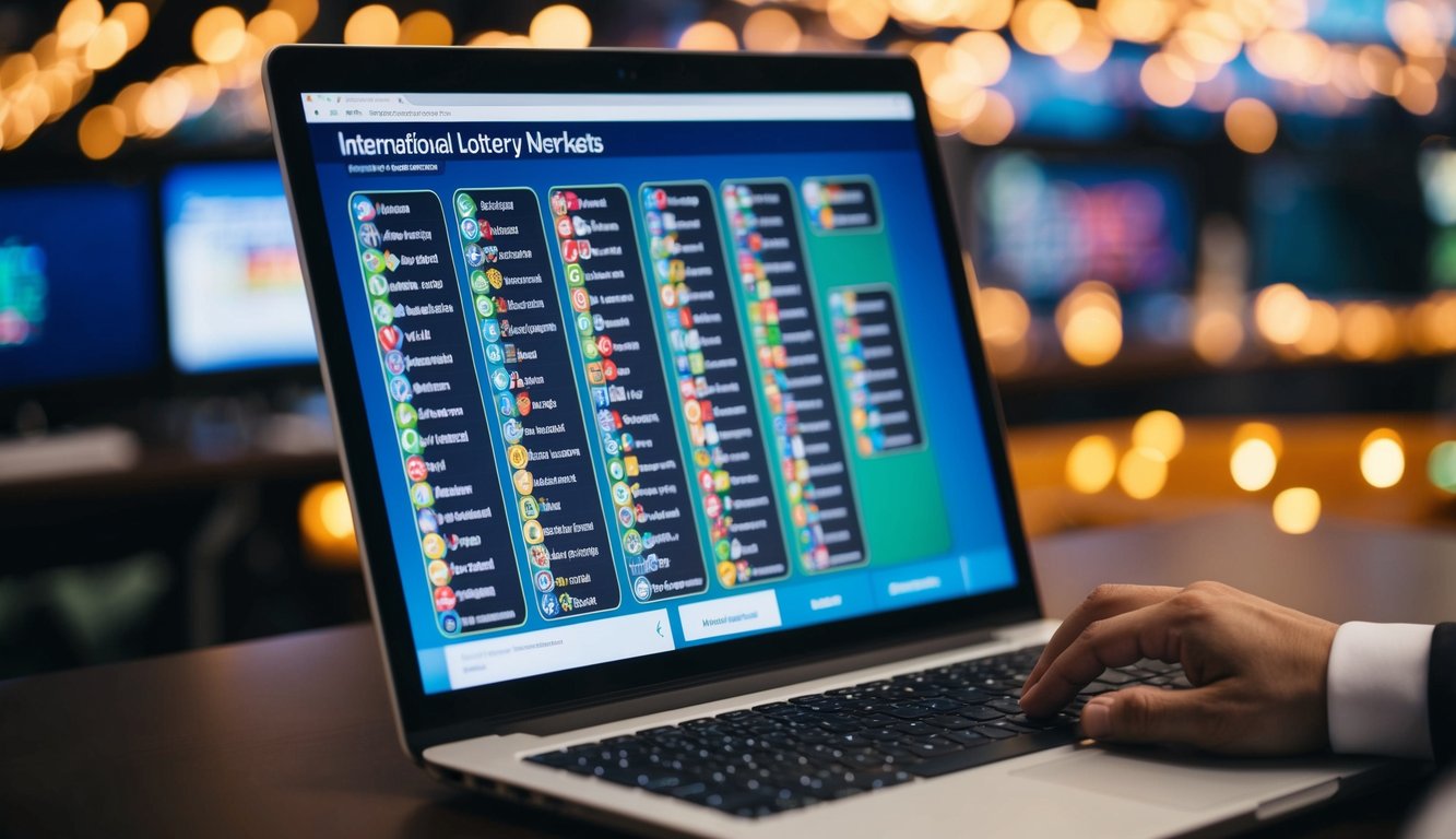 Sebuah layar komputer menampilkan berbagai pasar lotere internasional di situs judi online terpercaya