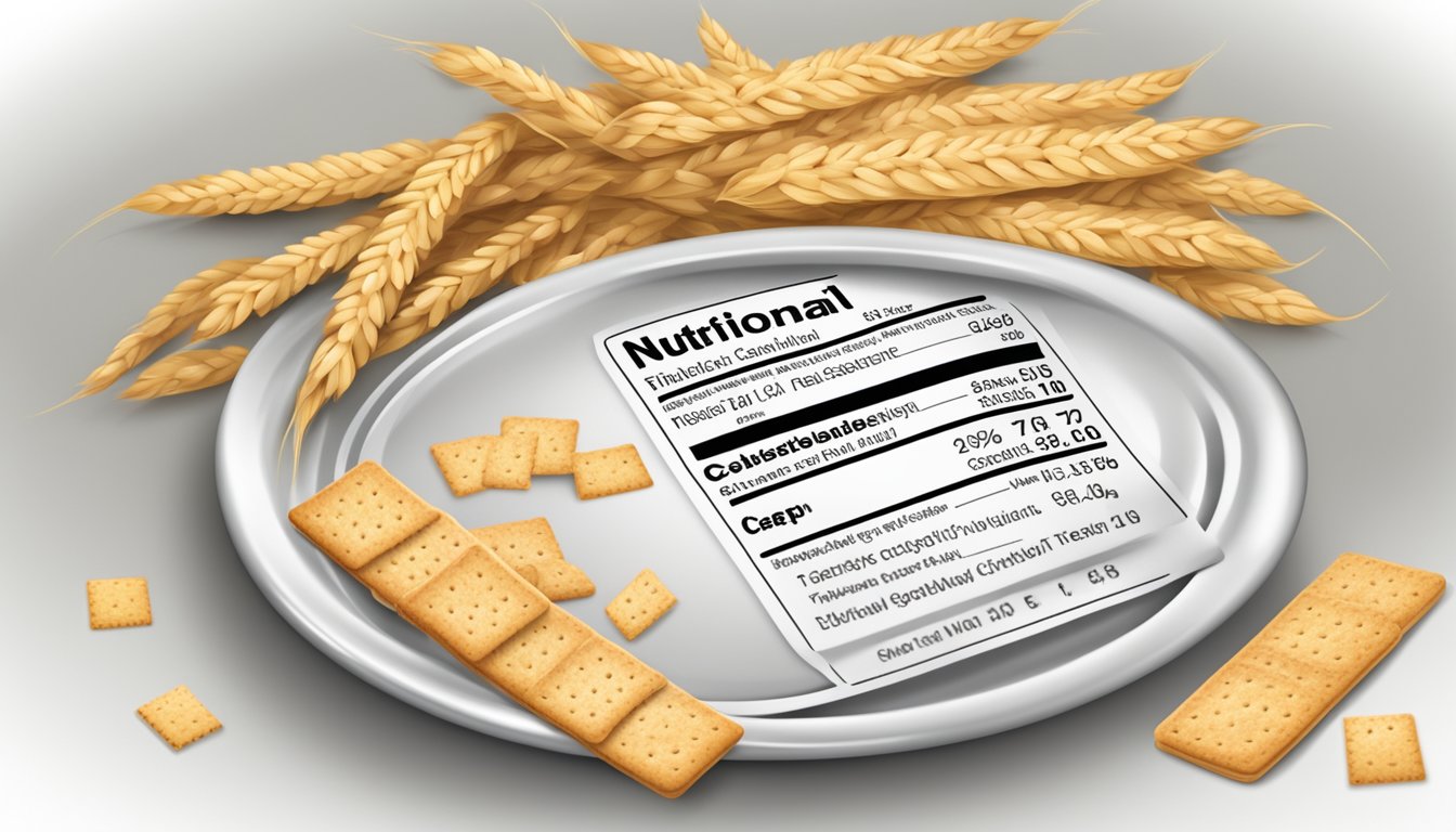 A plate with wheat germ crackers and a nutritional label