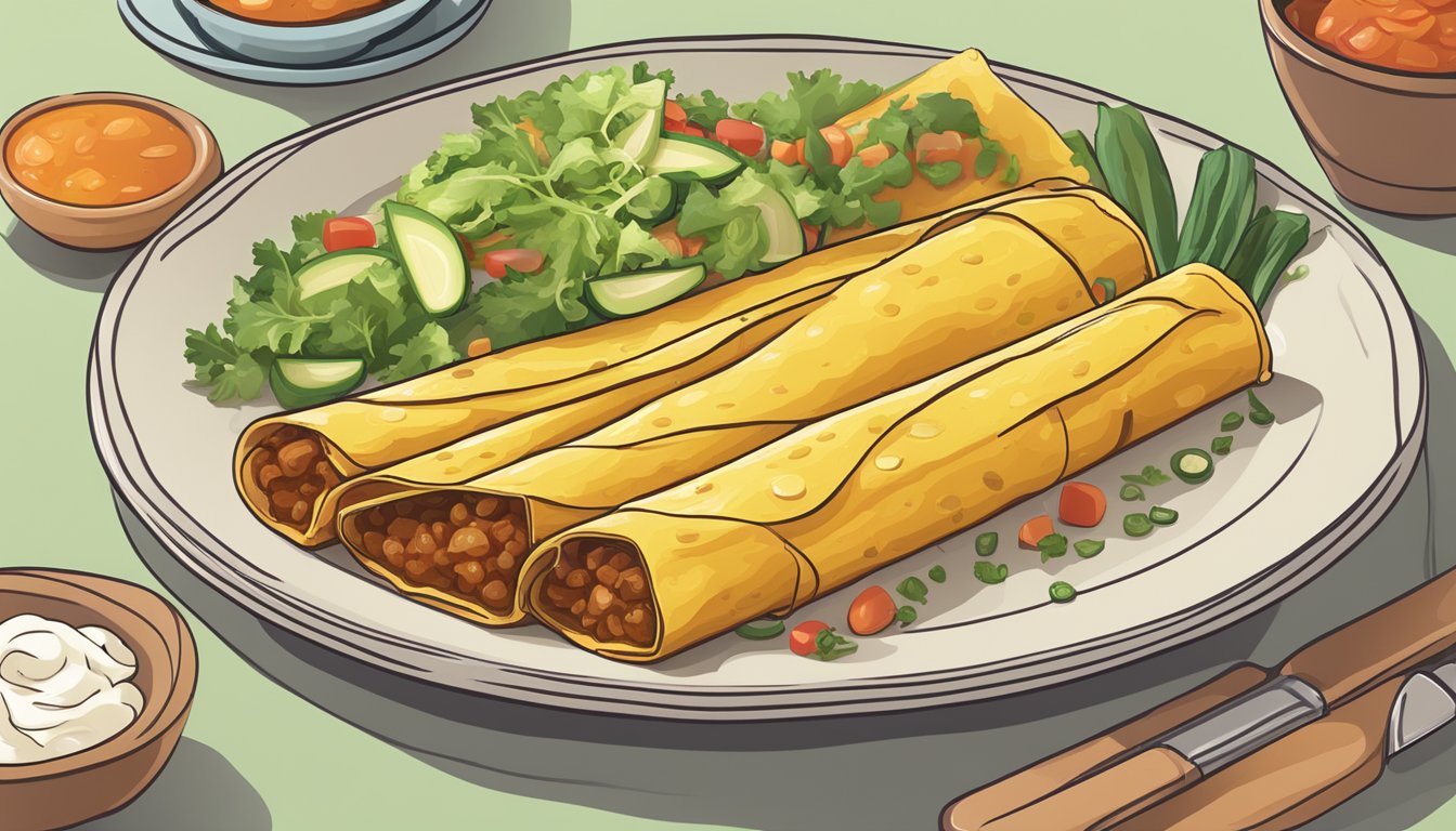 A plate of vegetable enchiladas with a portion size guide for diabetics