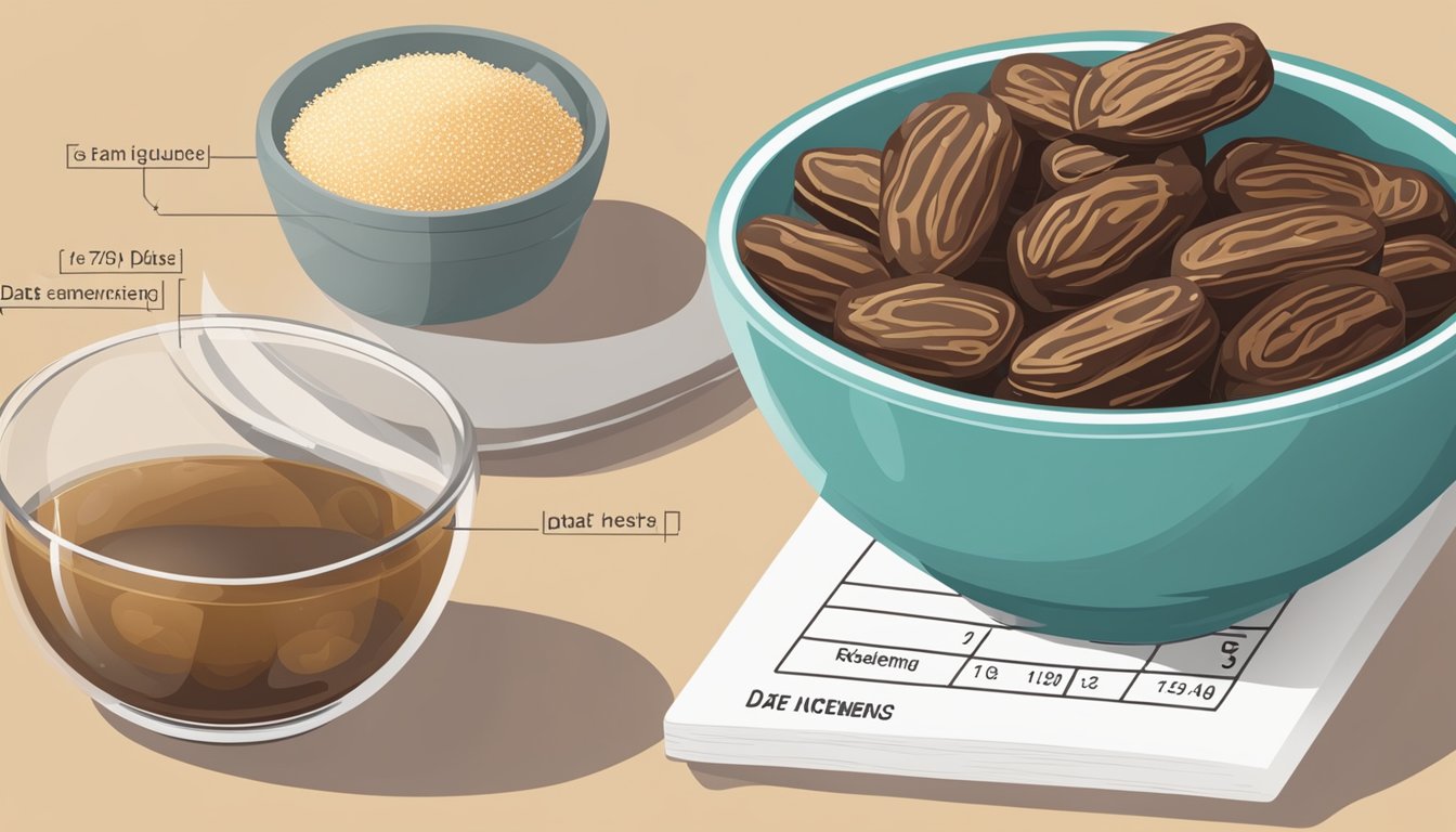 A bowl of date sugar next to a glycemic index chart