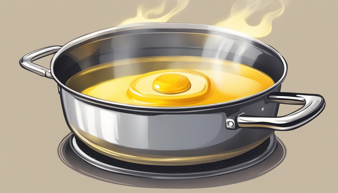 A dollop of ghee melting in a sizzling pan, releasing a rich aroma