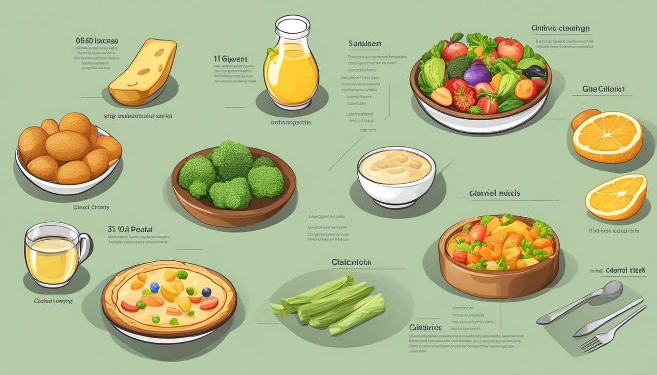 A table with various foods and their corresponding glycemic index and caloric content