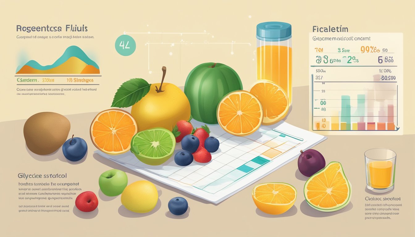 A table with various fruits and their sorbitol content next to a graph showing their glycemic index