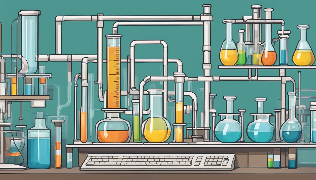 A laboratory setup with test tubes, beakers, and scientific equipment for studying the glycemic index of sorbitol