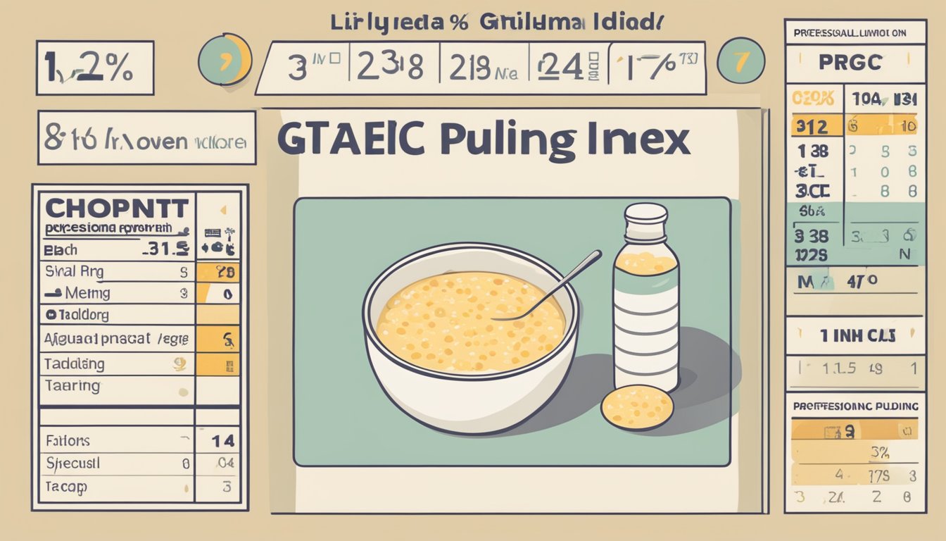 A bowl of tapioca pudding next to a glycemic index chart