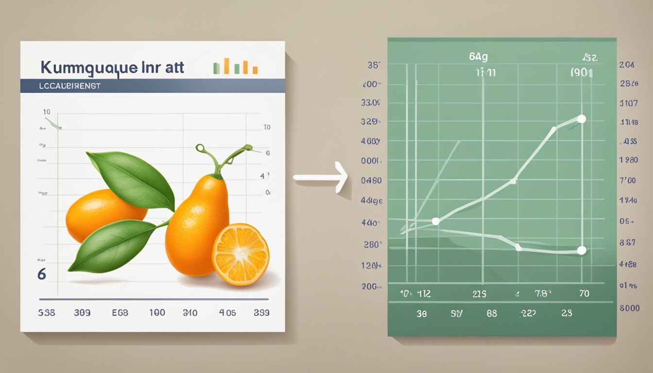 A kumquat placed next to a glycemic index chart