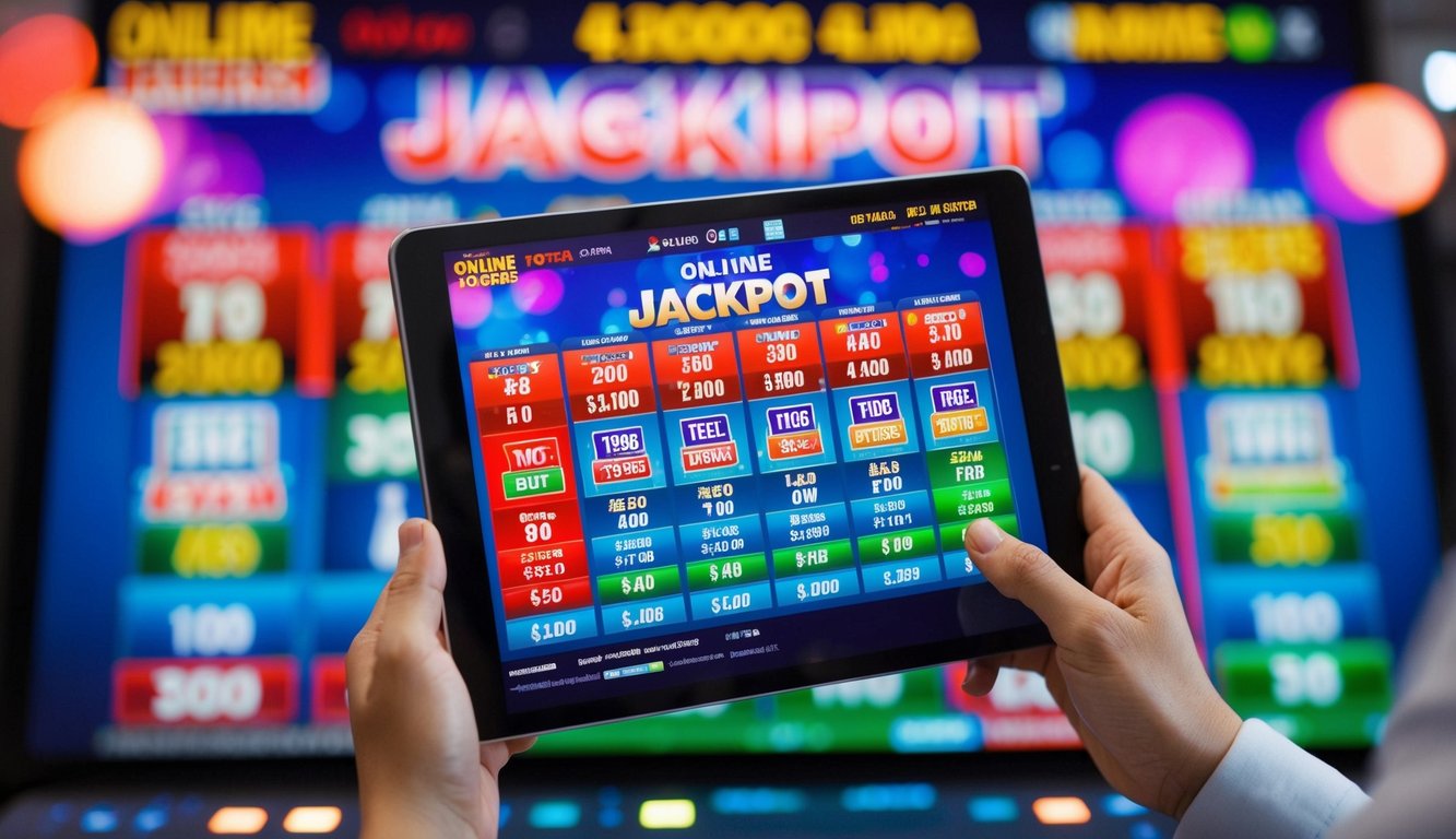 Antarmuka digital berwarna-warni yang menampilkan jackpot besar untuk permainan Togel online