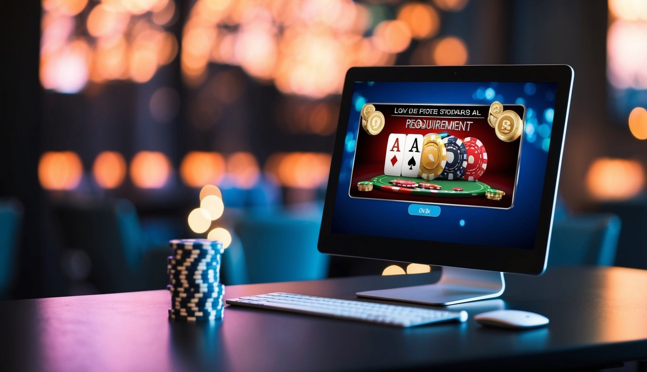 Sebuah perangkat digital yang menampilkan permainan poker dengan persyaratan deposit rendah