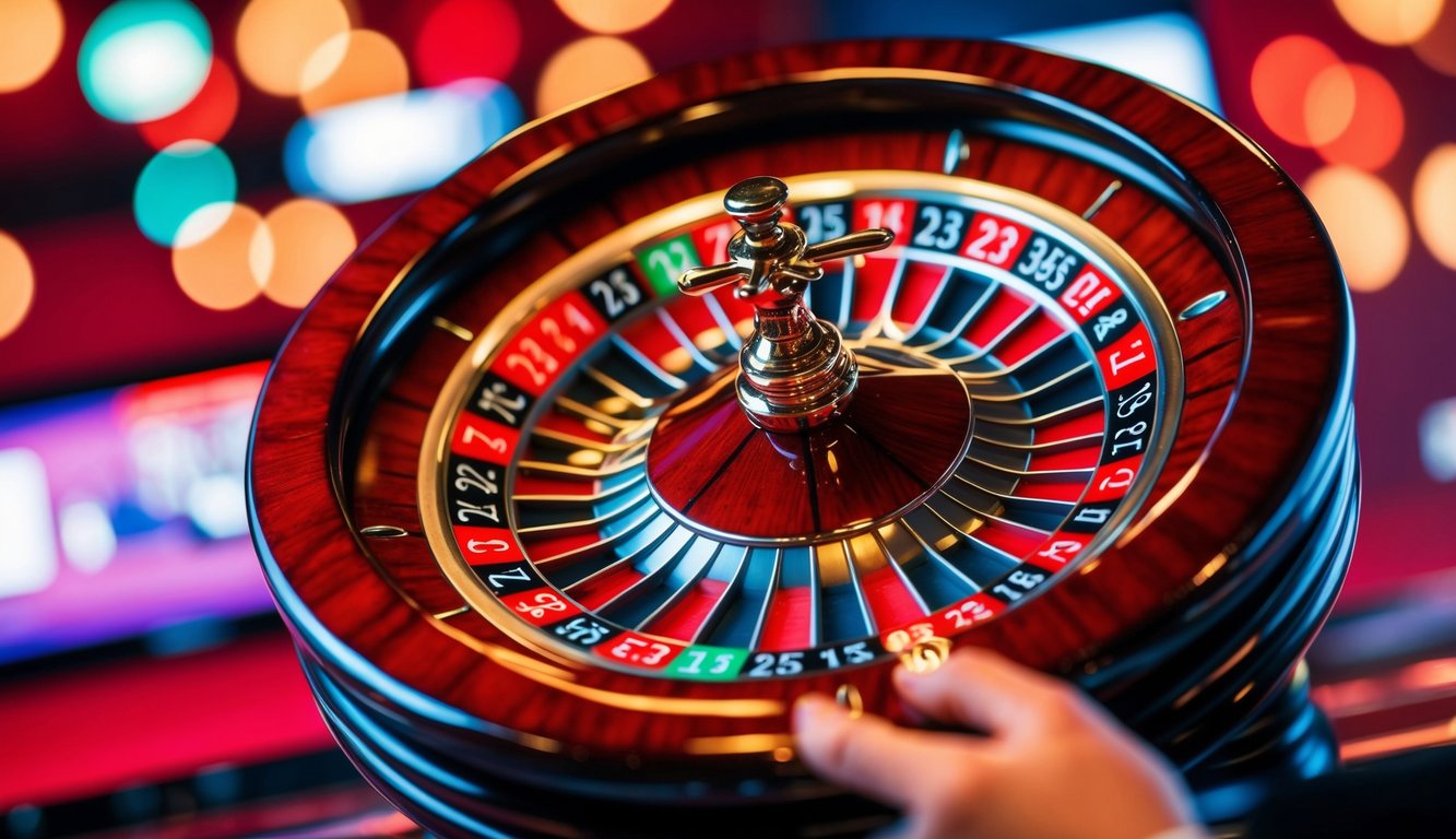 Roda roulette berputar di antarmuka kasino online yang penuh warna