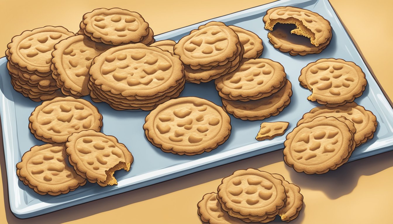 A plate of Keebler cookies with a portion of them separated out