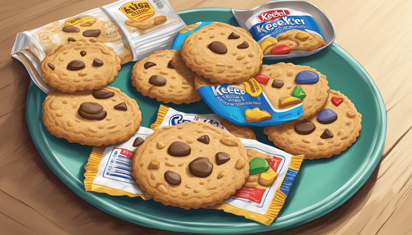 A plate of Keebler cookies with a nutrition label next to it