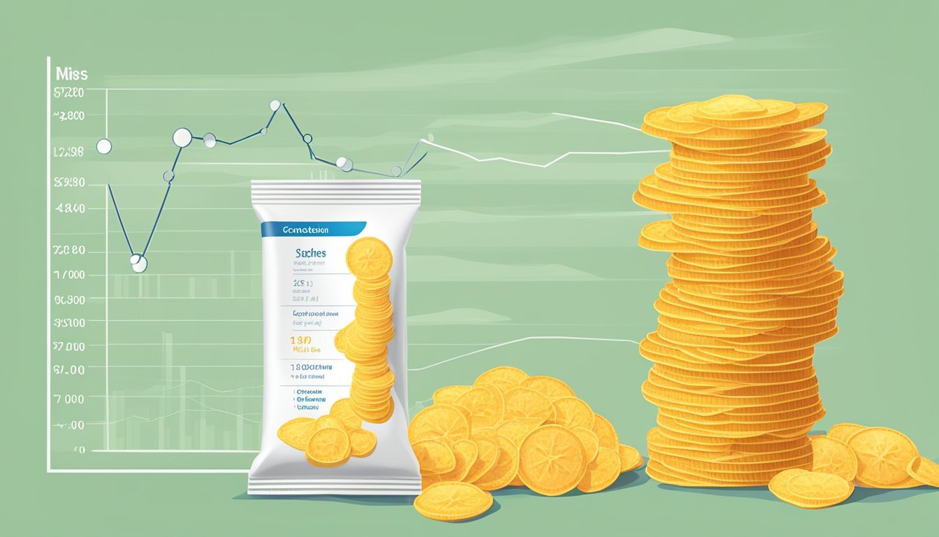 A stack of Sun Chips next to a glycemic index chart