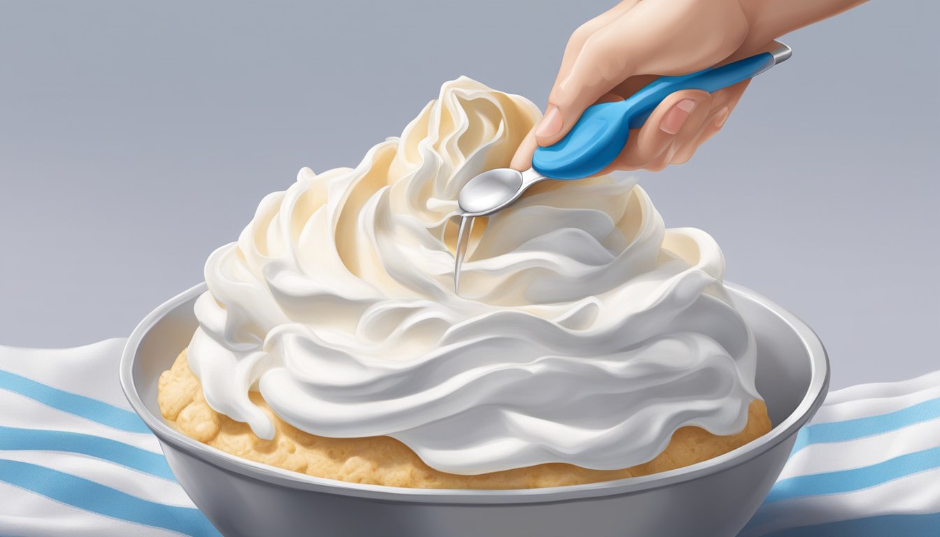 A diabetic measuring out a portion of Cool Whip with a spoon