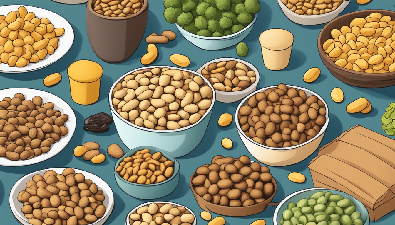 A diabetic person enjoying a handful of Planters peanuts while surrounded by various healthy food options