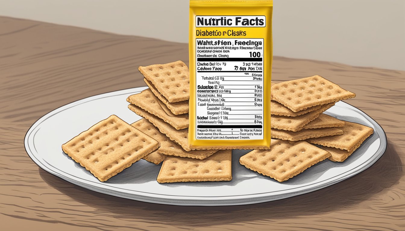 A plate of Keebler Club crackers with a nutrition label next to it, with a diabetic-friendly portion highlighted