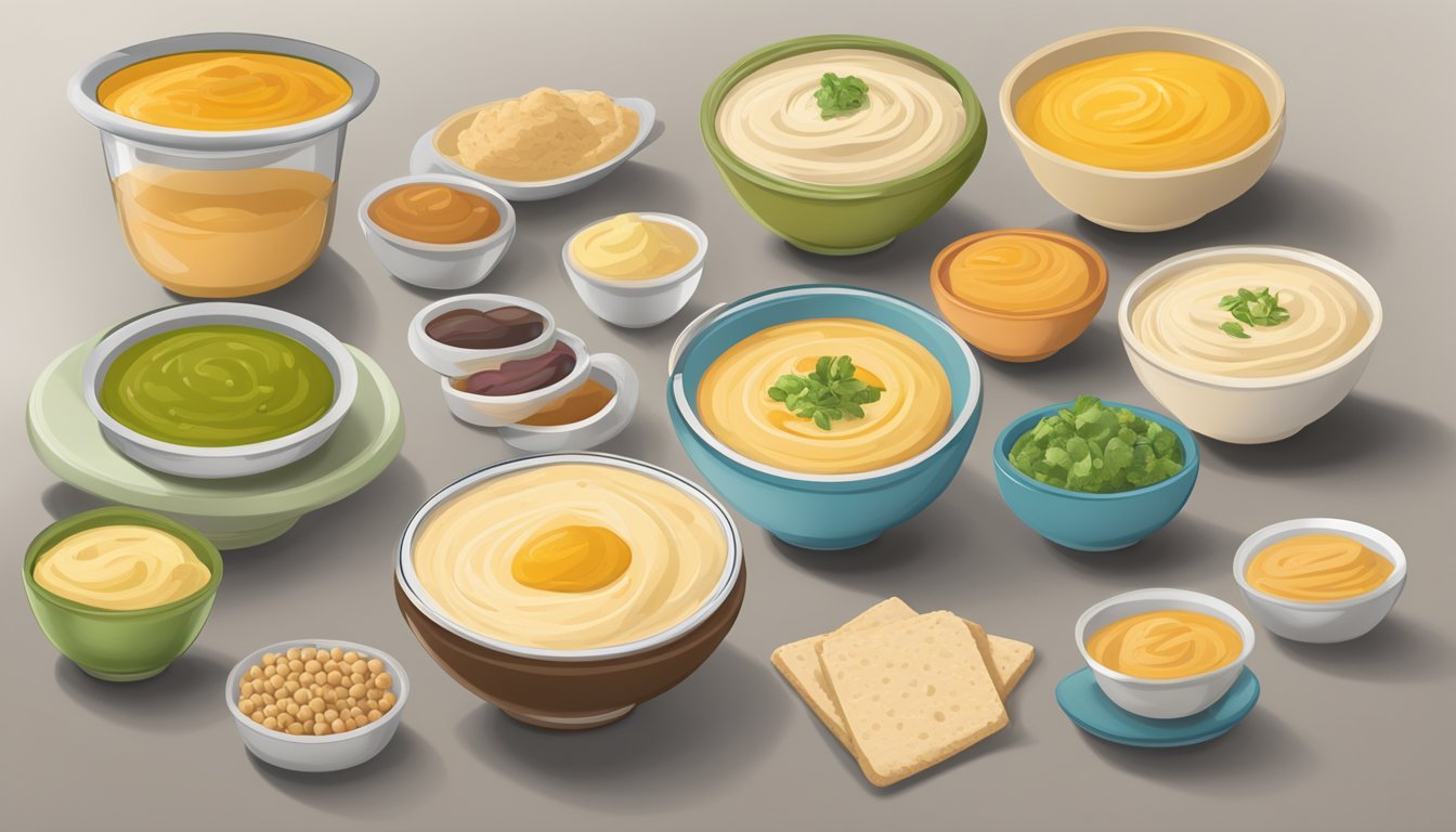 A table with various flavors of Sabra hummus, a nutrition label, and a diabetic checking portion sizes