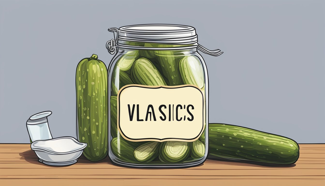 A jar of Vlasic pickles with a diabetic-friendly portion next to a measuring cup