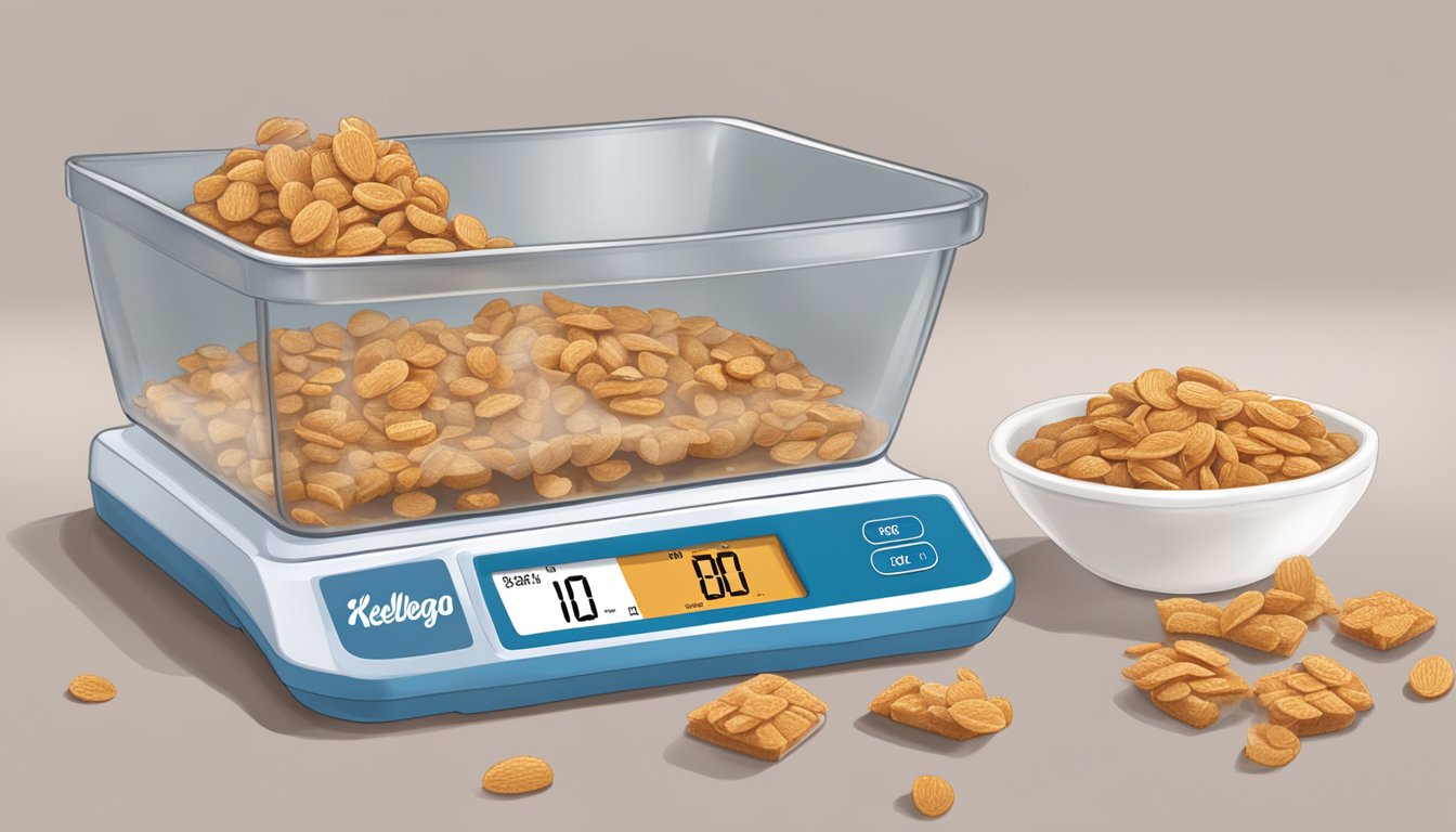 A diabetic measuring out a single serving of Kellogg's Special K Protein bars using a food scale