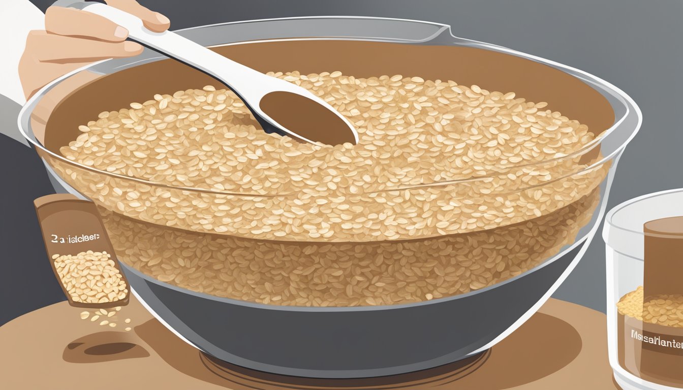 A person with diabetes pouring a measured amount of Quaker Instant Oatmeal into a bowl