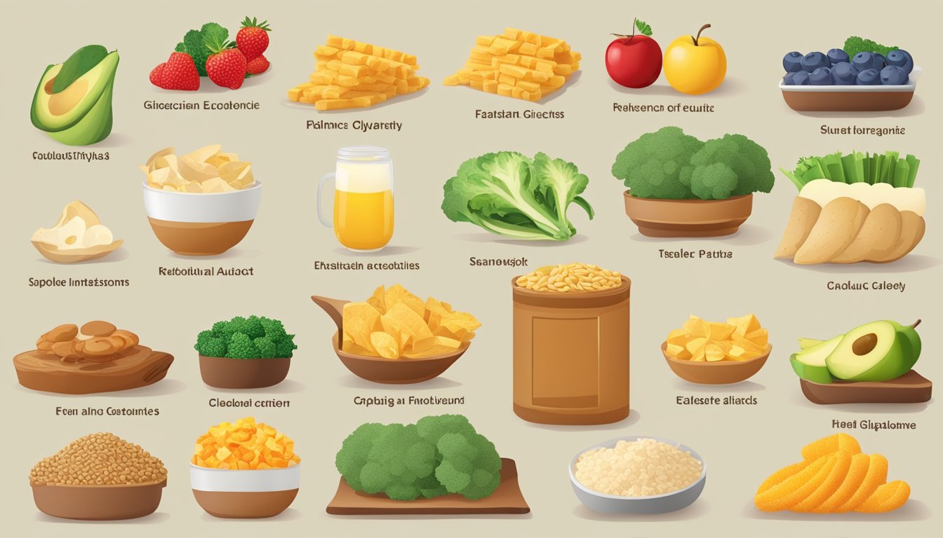 A table with various foods and a chart showing their glycemic index values