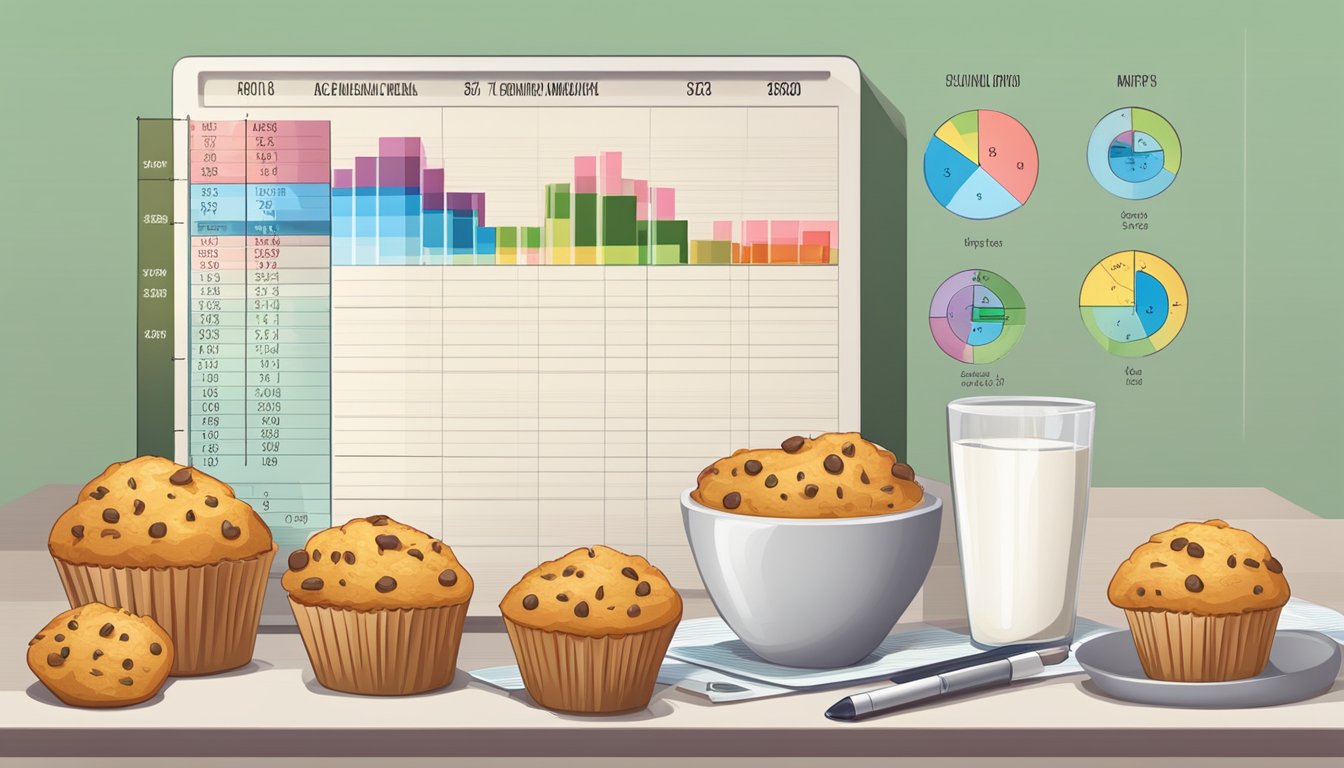 A table with various muffins and a glycemic index chart beside them