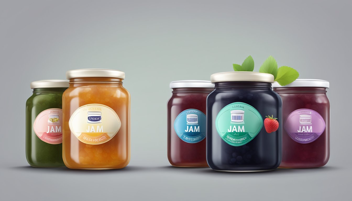 A jar of jam with visible glycemic index certification label