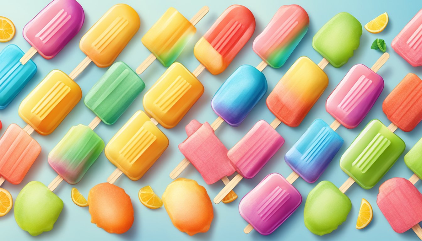 A colorful array of popsicles arranged by glycemic index values