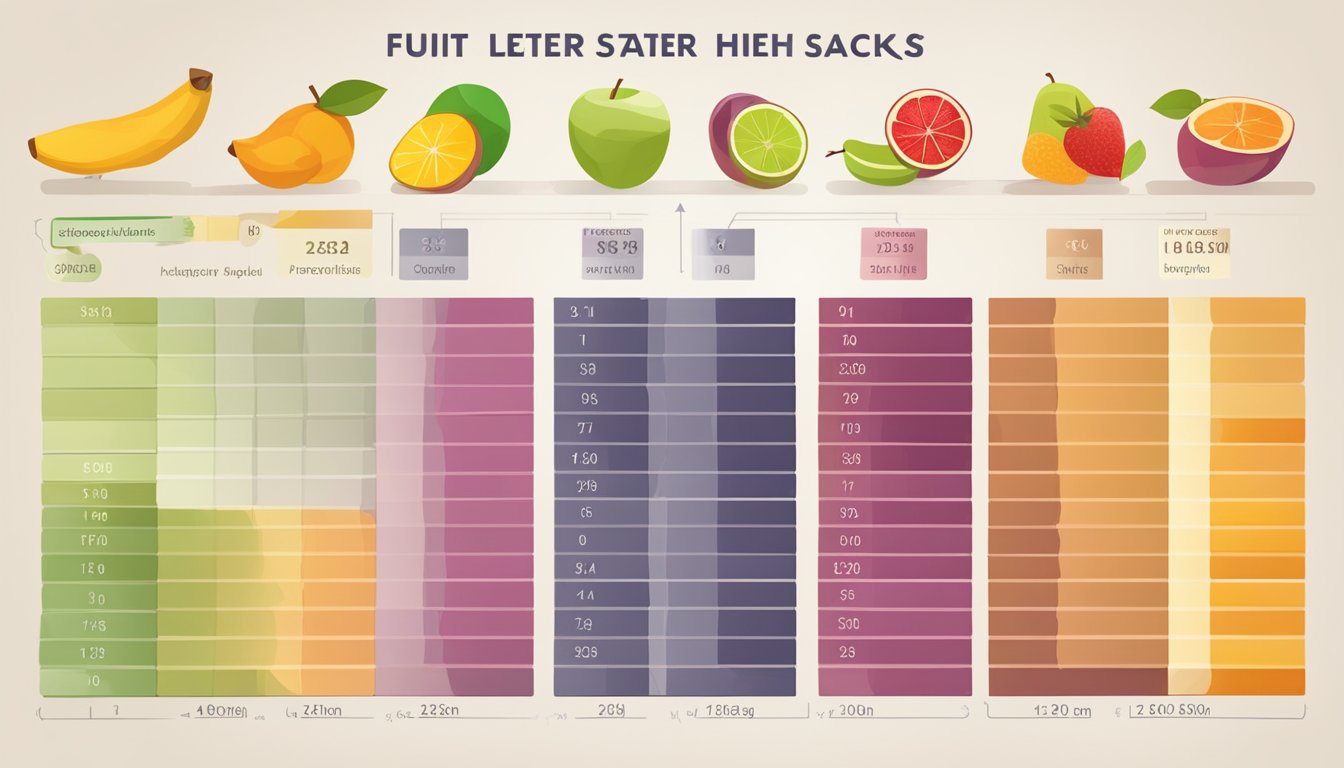 A colorful array of fruit leather snacks with various fruits and a chart showing glycemic index values